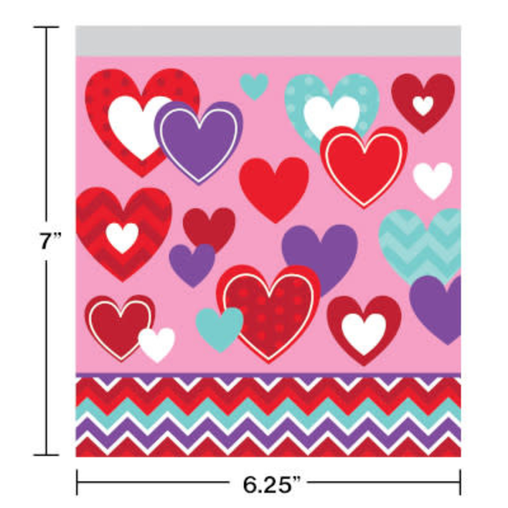 Creative Converting Valentines Hearts Zippered Treat Bags - 10ct.