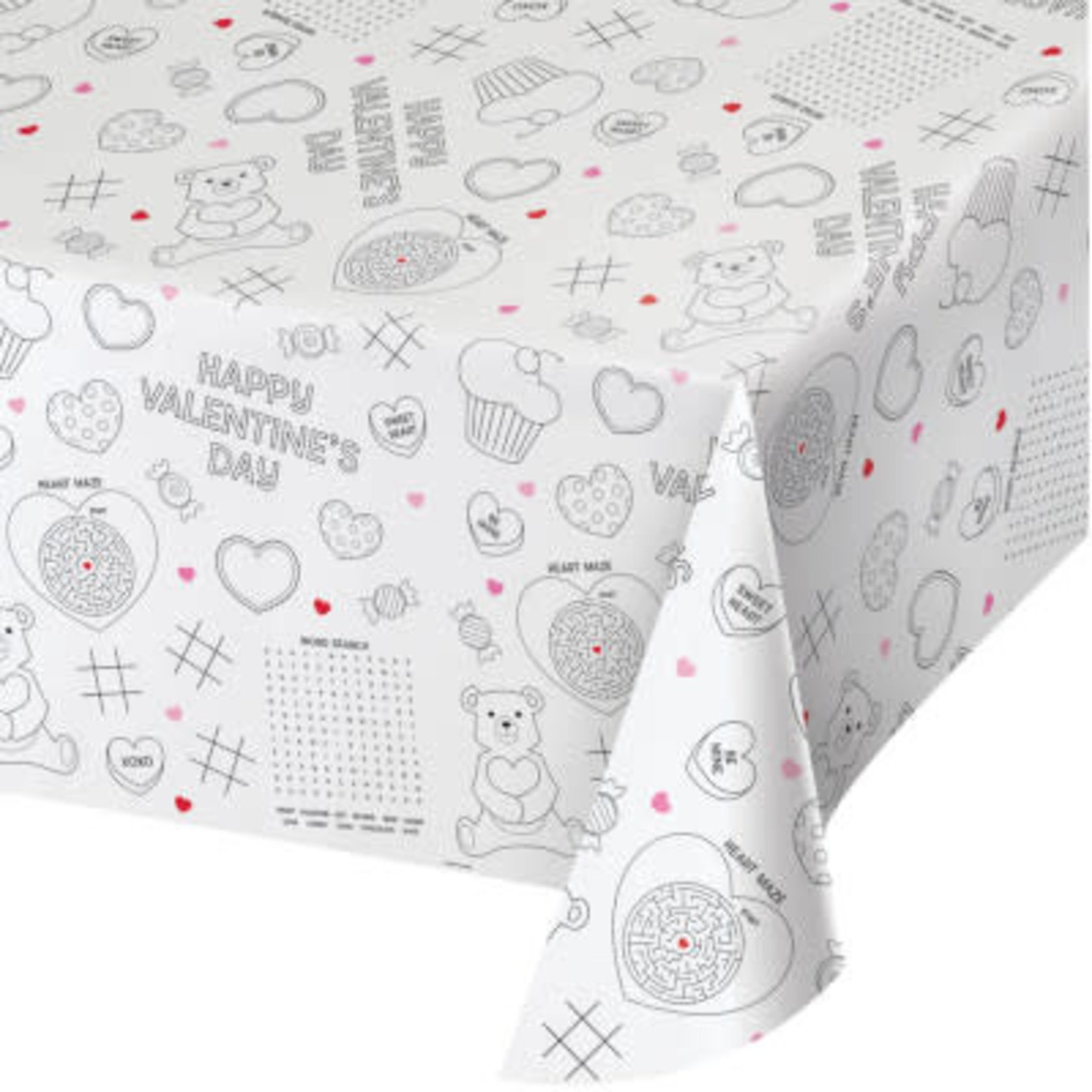 Creative Converting Kids Activity Valentine Tablecover - 54" x 88"