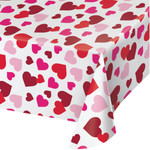 Creative Converting Valentine Hearts Plastic Table Cover - 54" x 102"