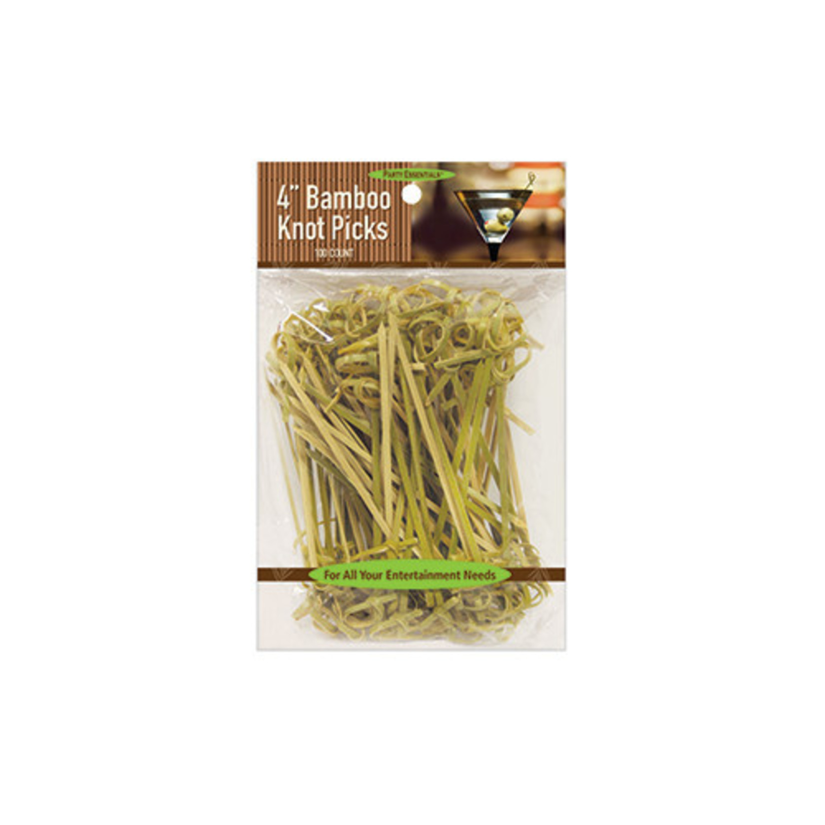 Party Essentials 4" Bamboo Knot Picks - 100 Ct.