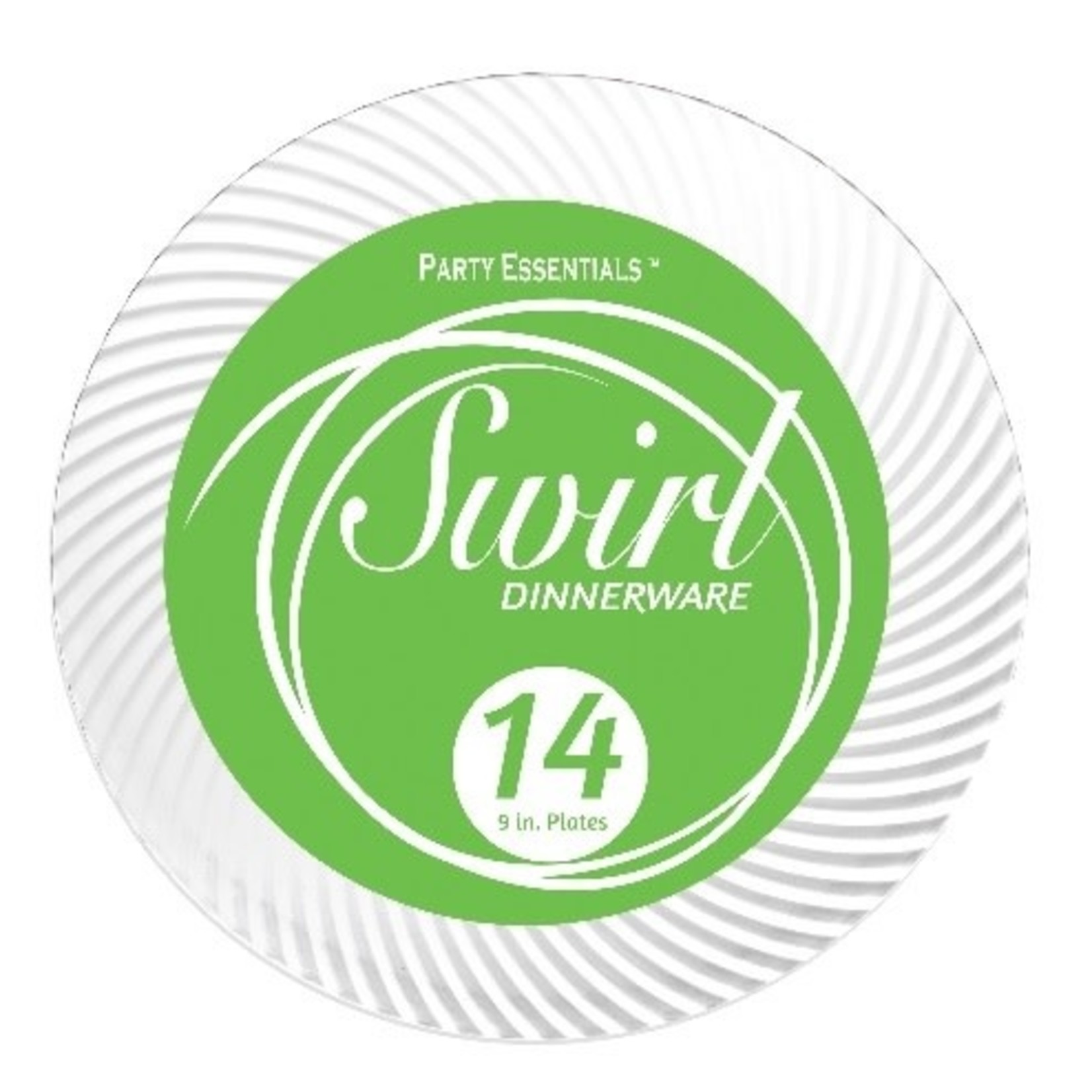 Party Essentials 9" Clear Swirl Plates - 14ct