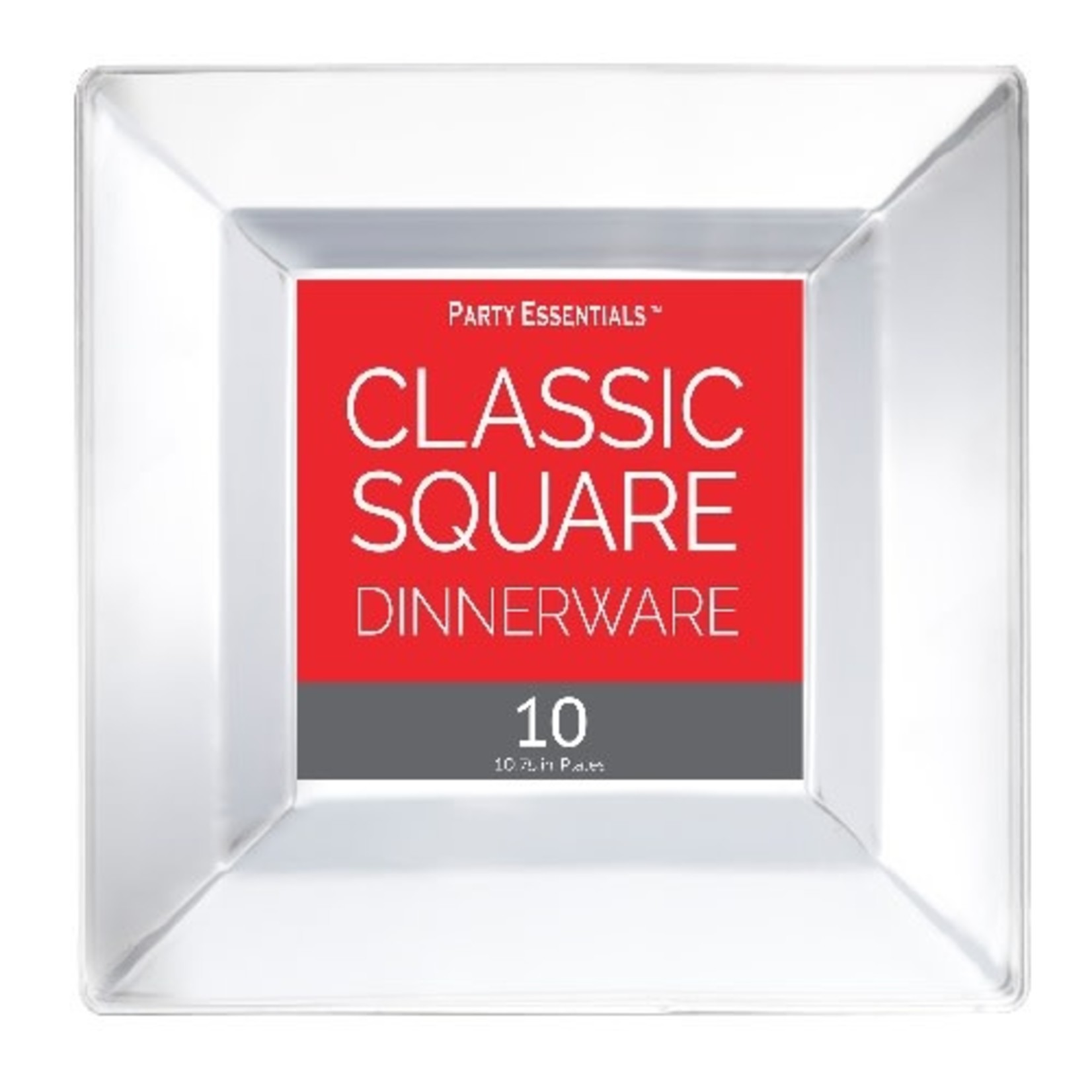 northwest 10" Clear Square Dinner Plates -10ct