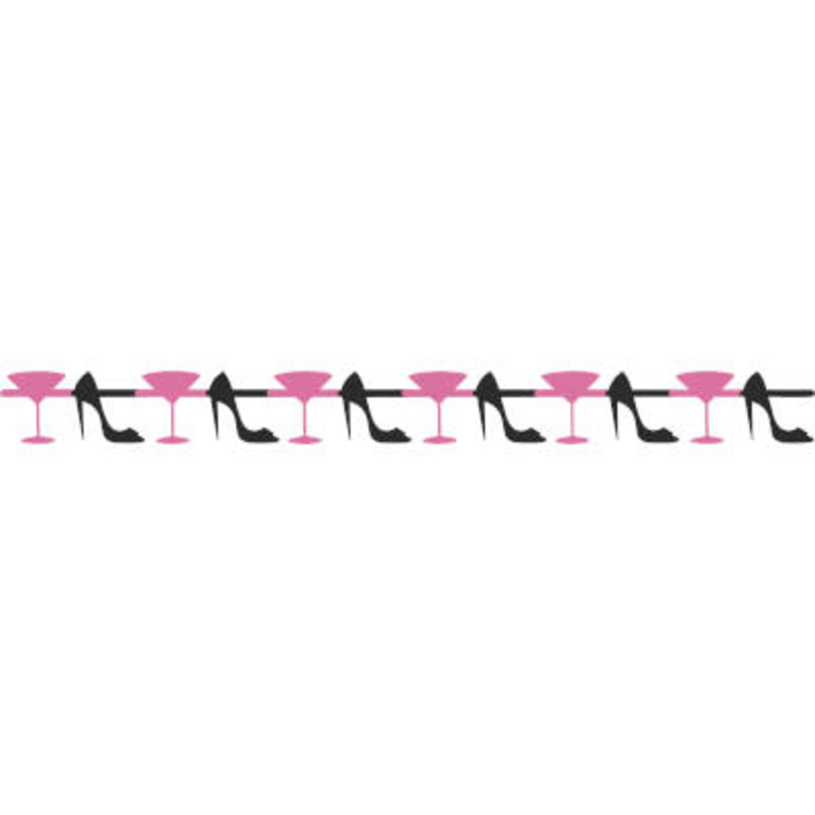 Creative Converting Martinis & Heels Pink and Black Glitter Garland - 5.5ft