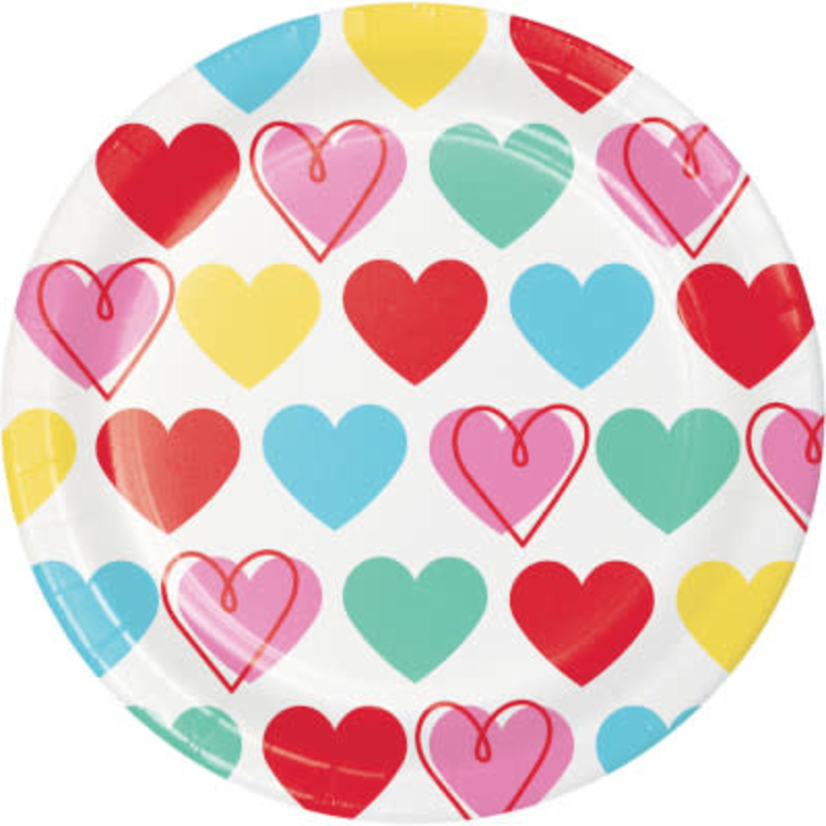 Creative Converting 7" Colorful Hearts Plates - 8ct.