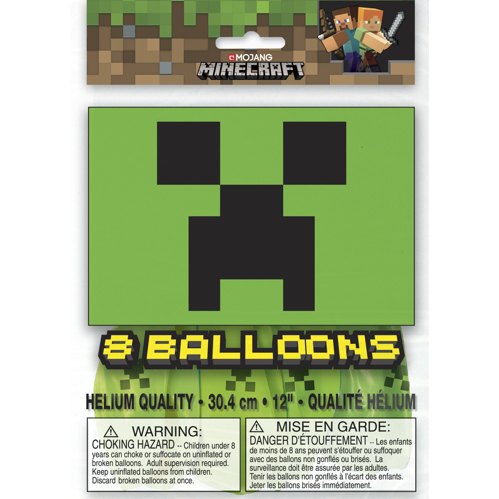 unique 12" Minecraft Latex Balloons - 8ct. (Helium Not-Included)