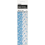 unique Powder Blue Dots Paper Straws - 10ct.