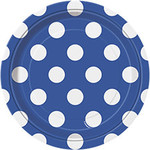 unique Royal Blue Dots 7" Plate - 8ct.