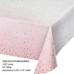 Creative Converting Pink & Gold Celebration Paper Tablecover - 54" x 102"
