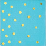 Creative Converting Bermuda Blue w/ Gold Dots Bev. Napkins - 16ct.
