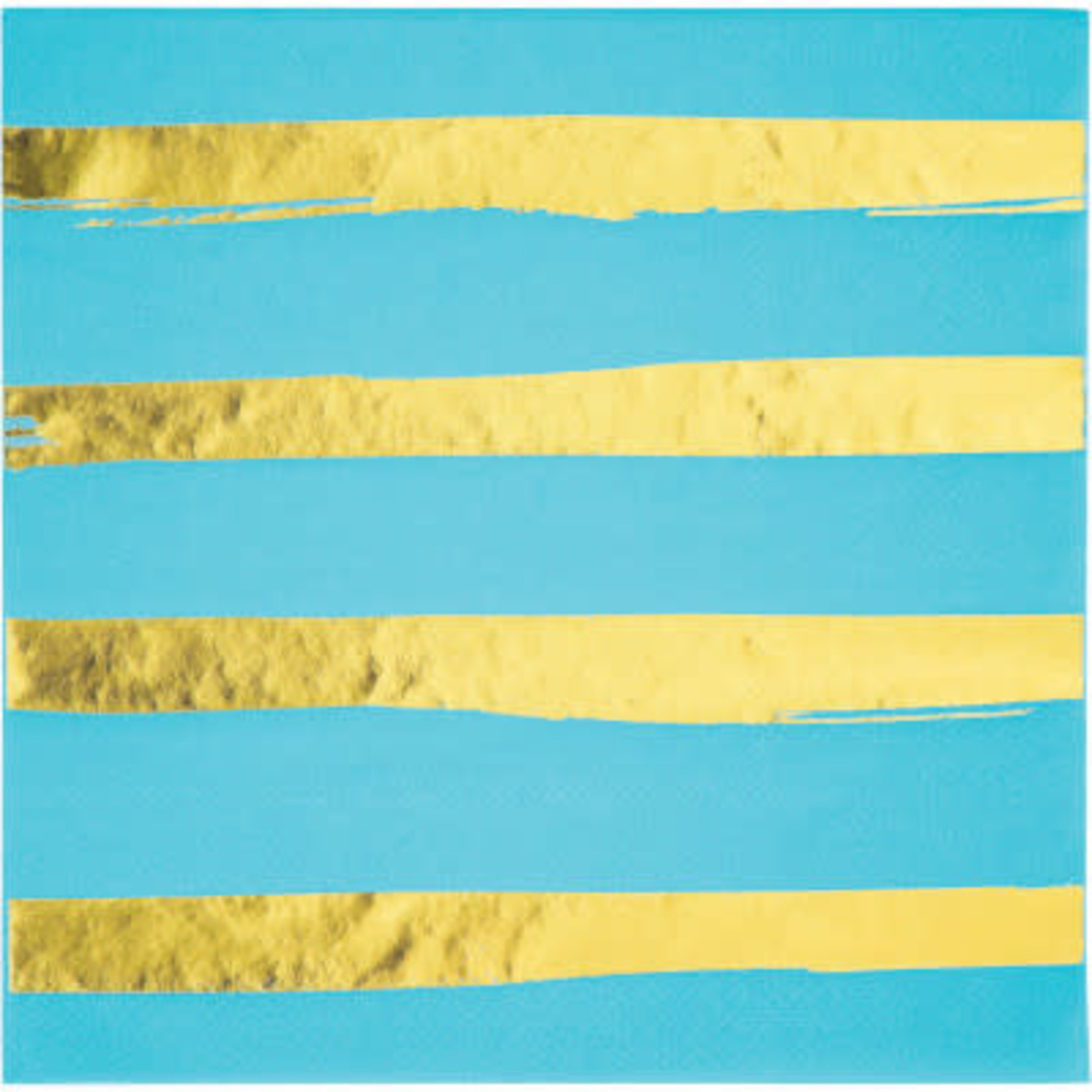 Creative Converting Bermuda Blue w/ Gold Stripes Lunch Napkins - 16ct.