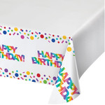 Creative Converting Rainbow Foil Plastic Tablecover - 54" x 102"