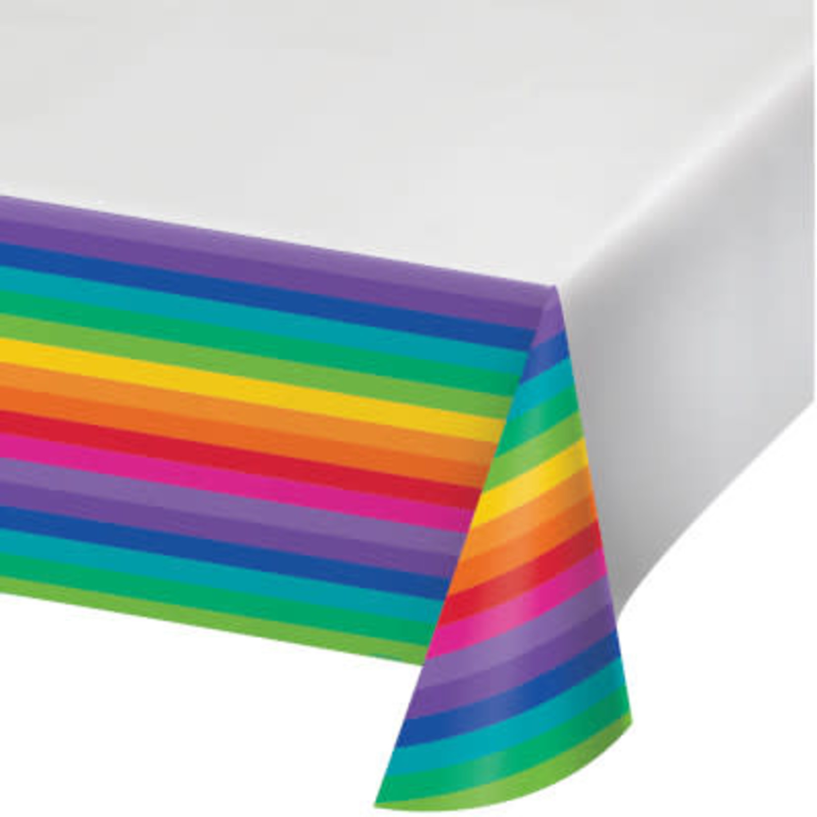 Creative Converting Rainbow Plastic Tablecover - 54" x 102"