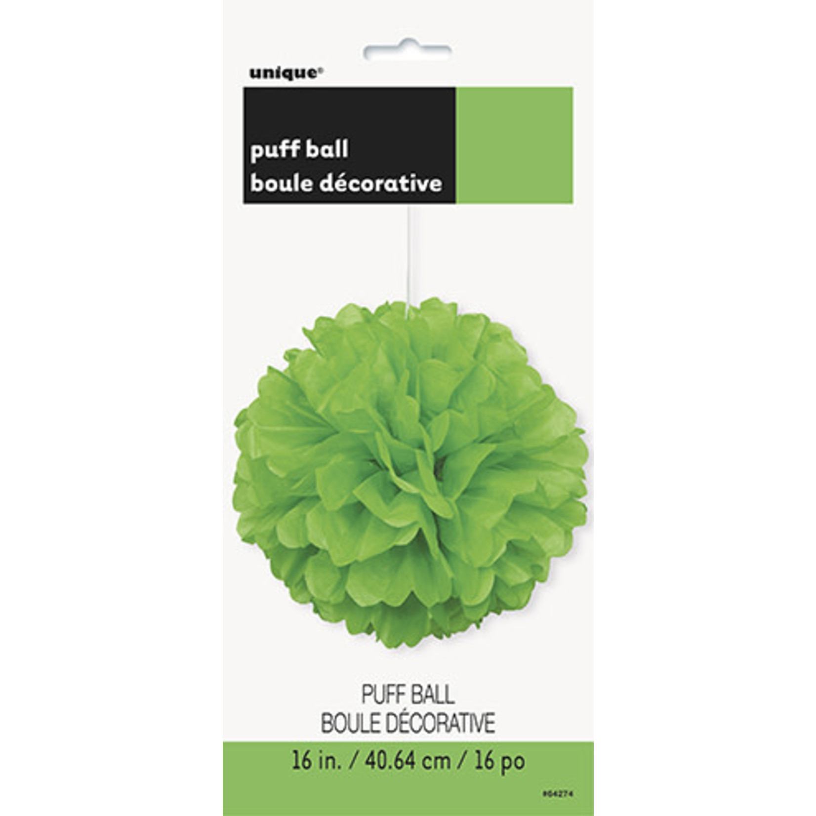 unique 16" Lime Green Puff Ball Decor - 1ct.