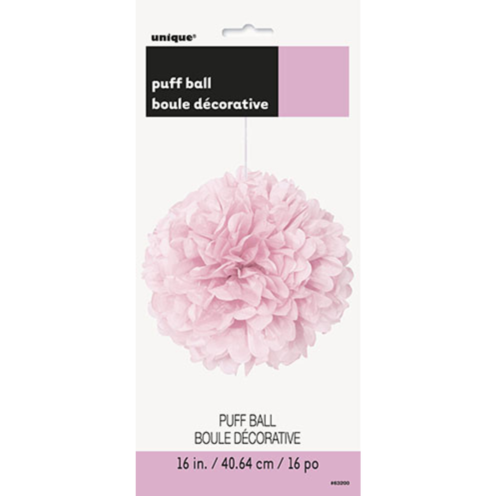 unique 16" Powder Pink Puff Ball Decor - 1ct.