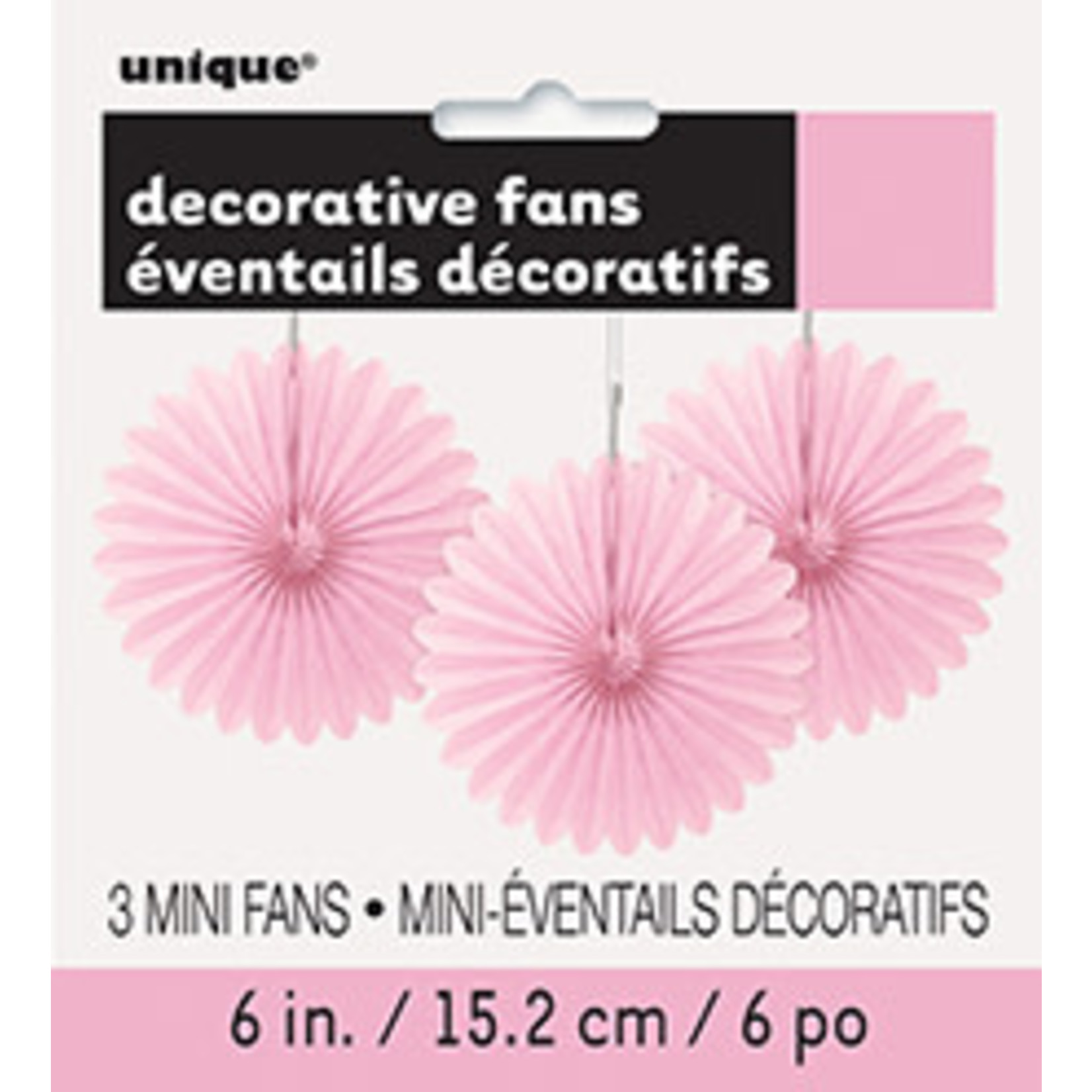 unique 6" Pink Mini Fans Deco - 3ct.