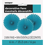 unique 6" Teal Tissue Fans - 3ct.
