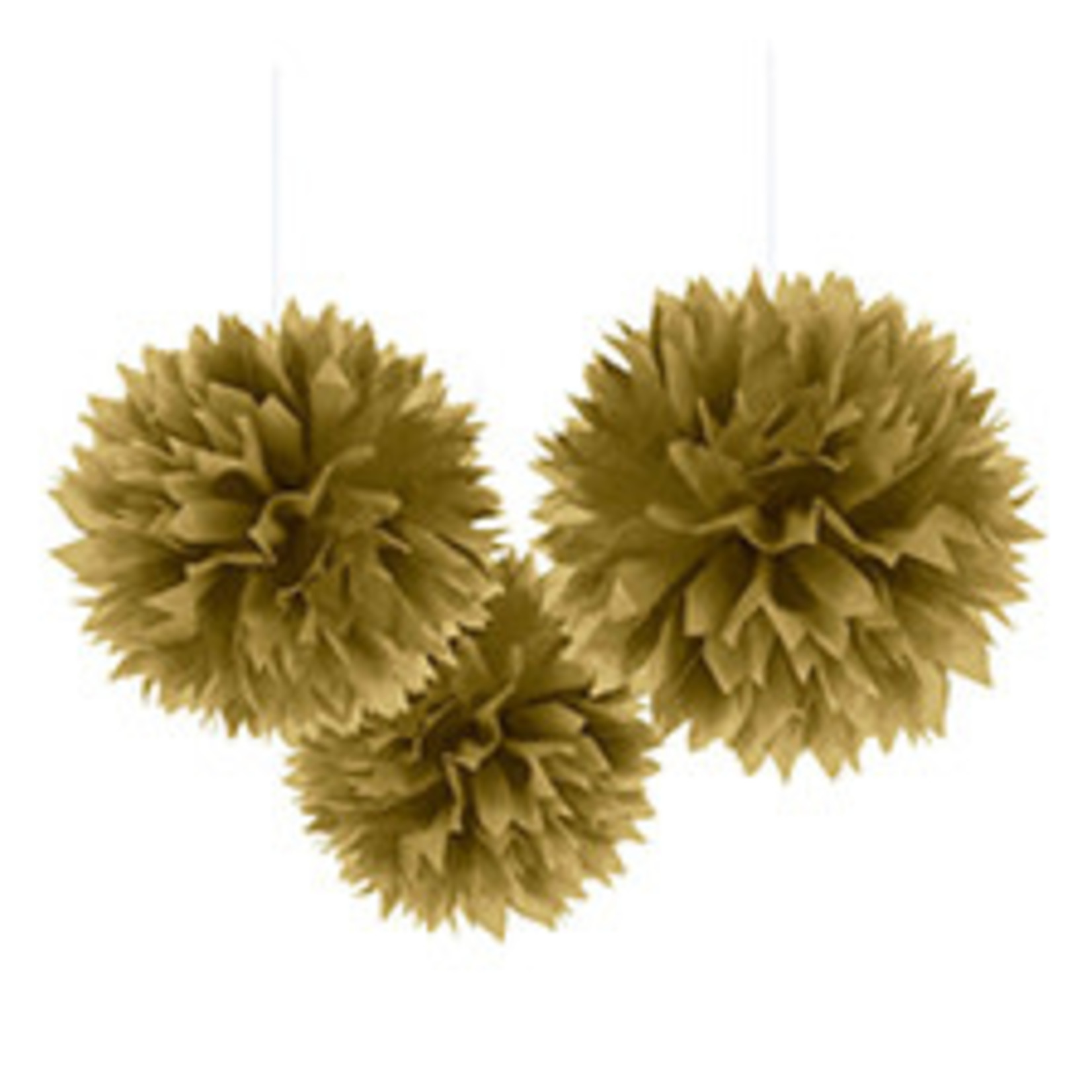 Amscan 16" Gold Puff Ball Decorations - 3ct.
