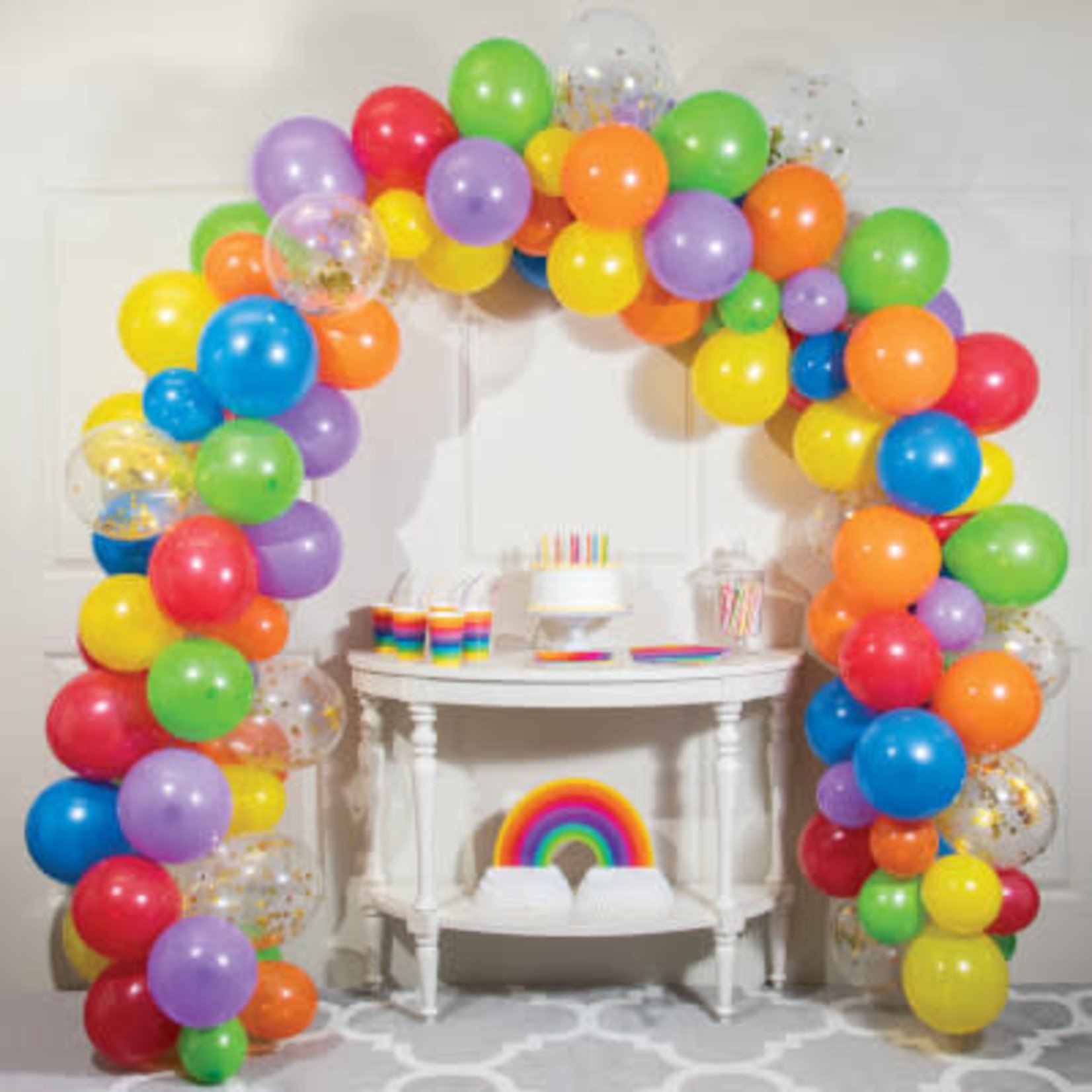 Creative Converting Rainbow Balloon Arch Kit - 16ft. (Balloons Included)