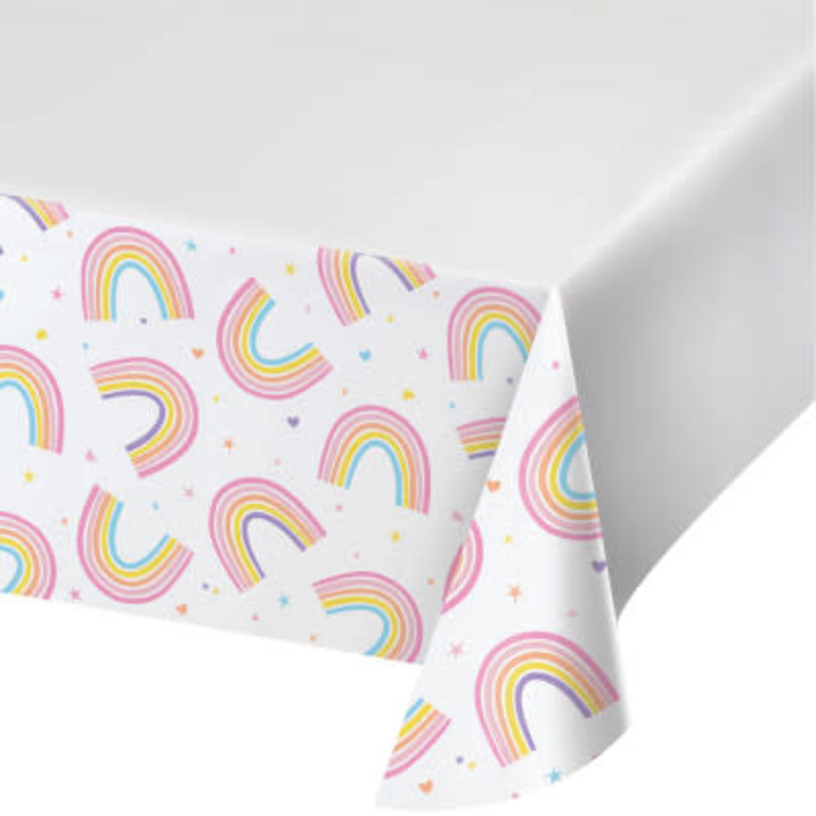 Creative Converting Happy Rainbow Plastic Tablecover - 48" x 88"