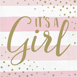 PPART Pink & Gold It's A Girl Lun. Napkins - 16ct.