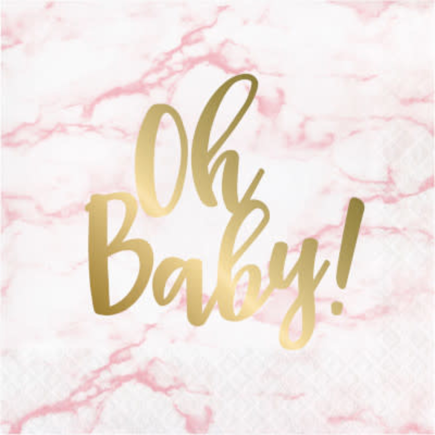 Creative Converting Pink Marble 'Oh Baby' Lun. Napkins - 16ct.