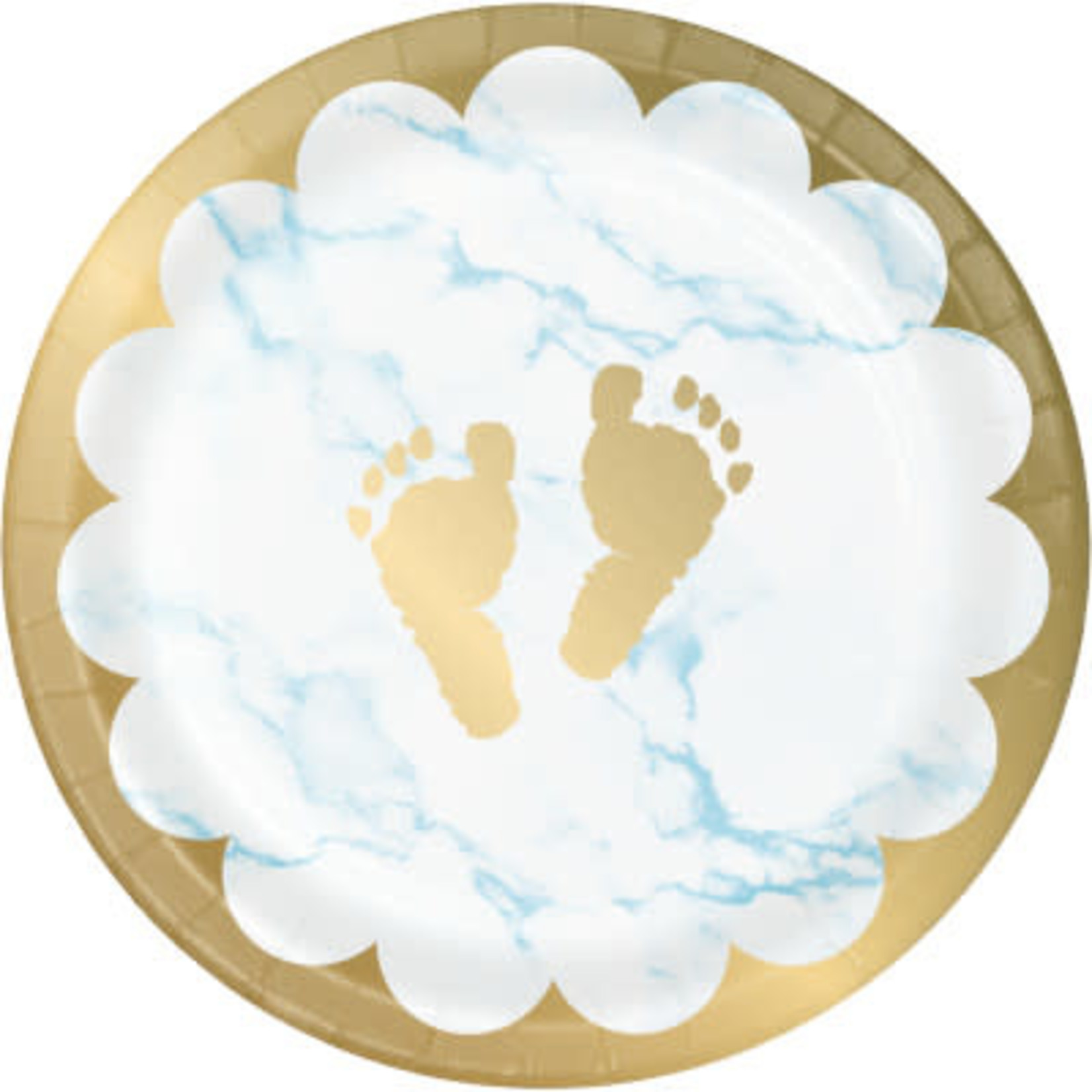 Creative Converting Blue Marble Footprints 7" Plates - 8ct.