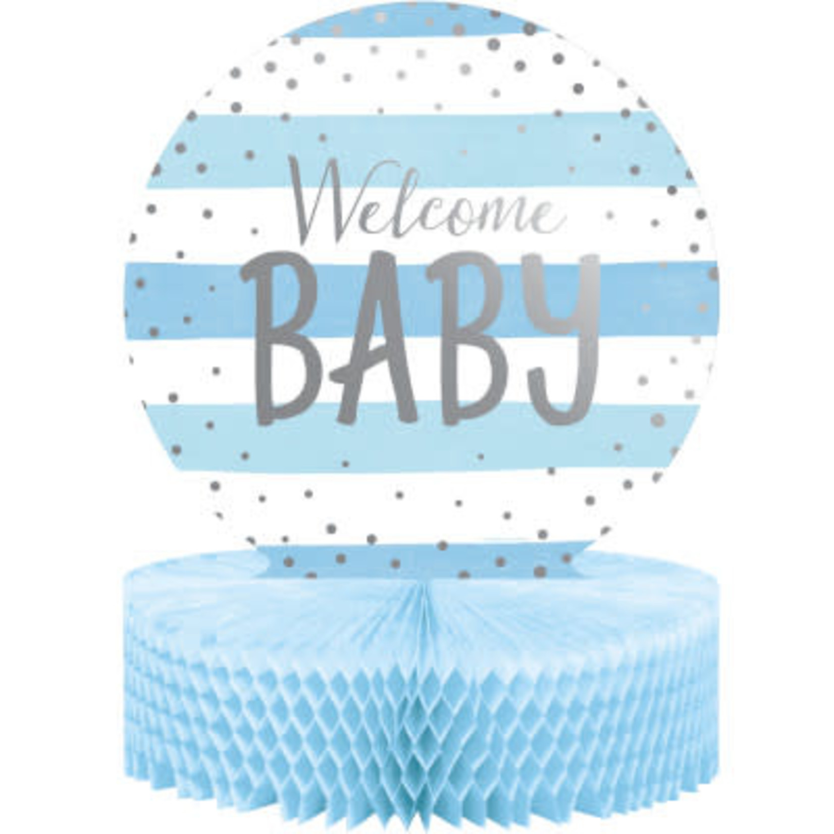 Creative Converting Blue & Silver 'Welcome Baby' Centerpiece