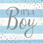 Creative Converting Blue & Silver 'It's A Boy' Lunch Napkins - 16ct.