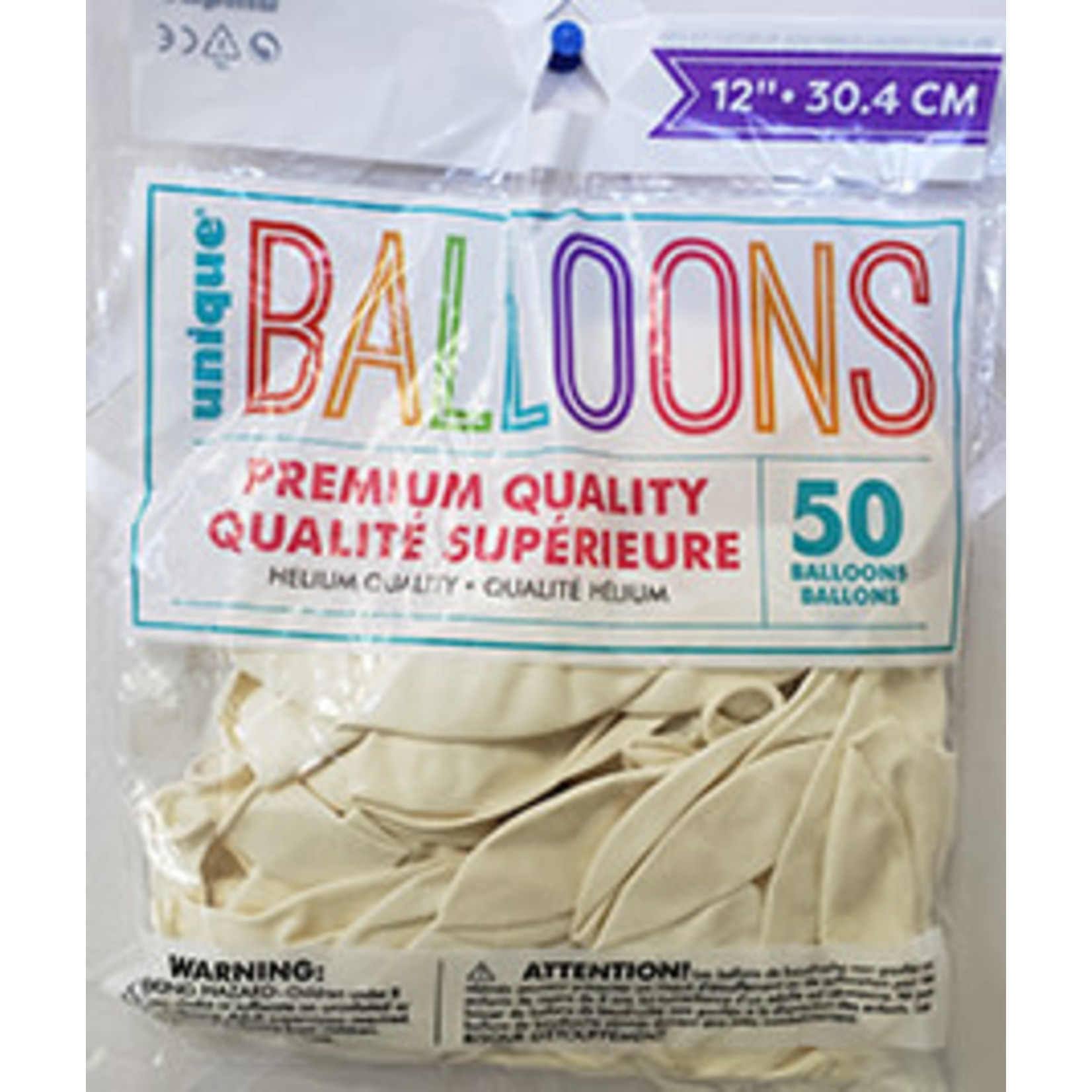 unique 12" Linen White Premium Balloons - 50ct.