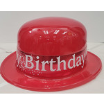 Beistle Red Happy Birthday Plastic Derby Hat
