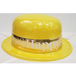 Beistle Yellow Happy Birthday Plastic Derby Hat