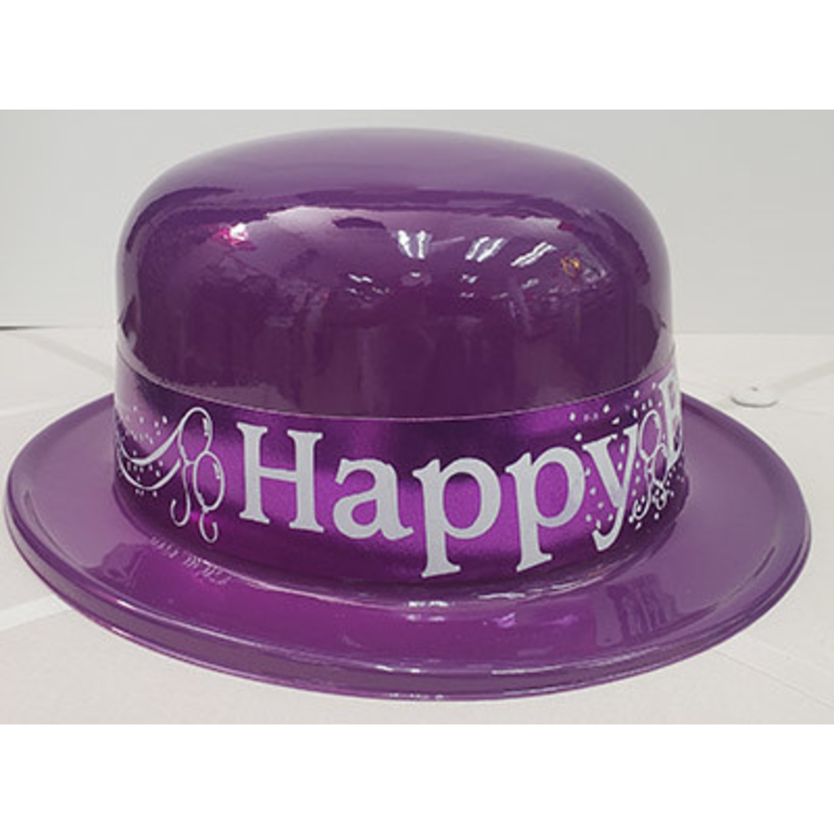 Beistle Purple Happy Birthday Plastic Derby Hat