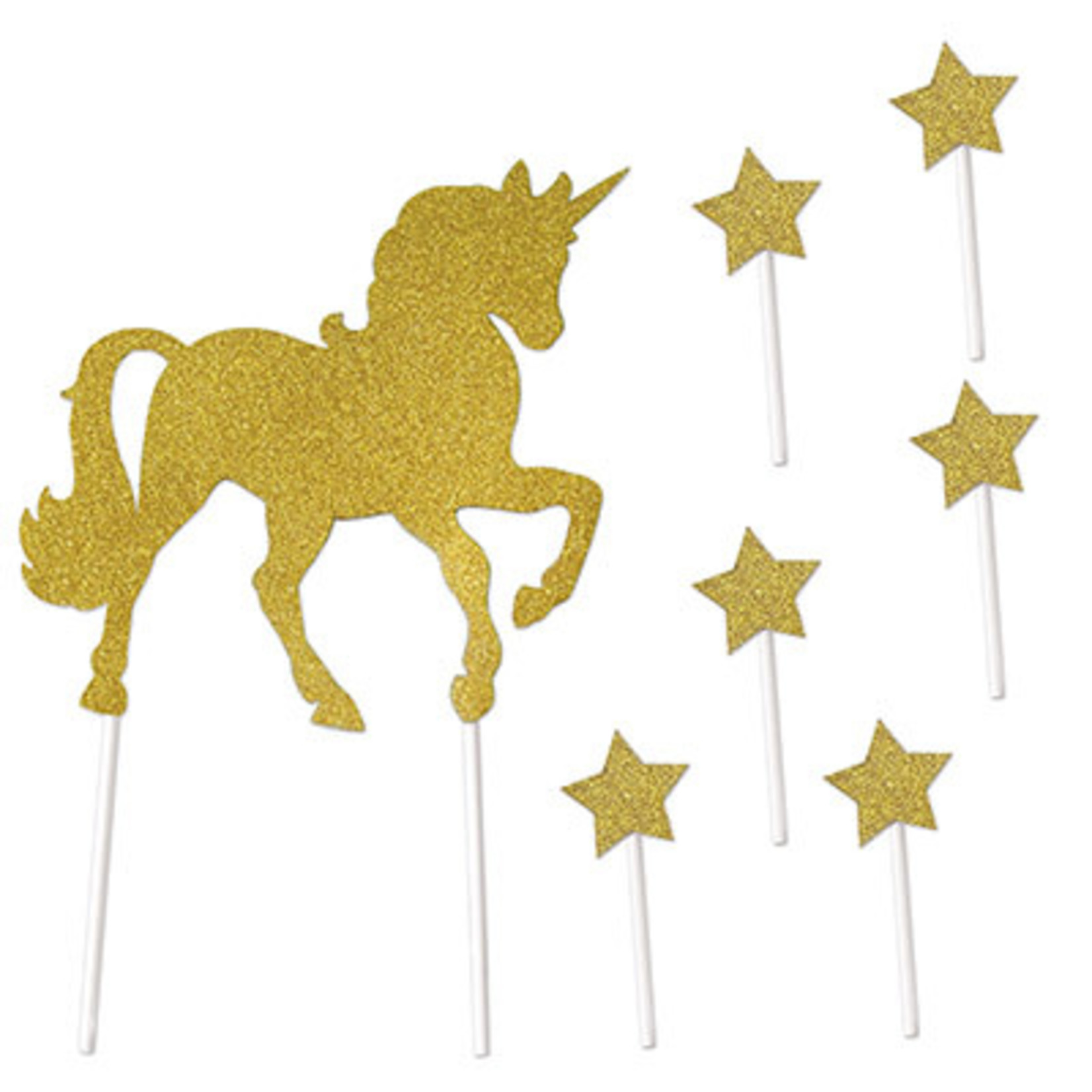 Beistle Unicorn Gold Glitter Cake Topper w/ Stars
