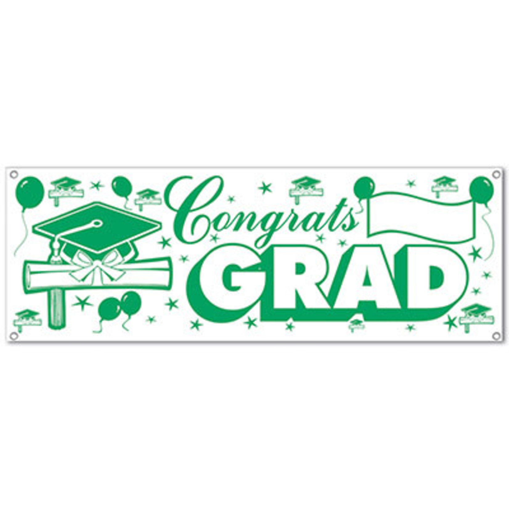 Beistle Green Congrats Grad Sign Banner - 5ft.