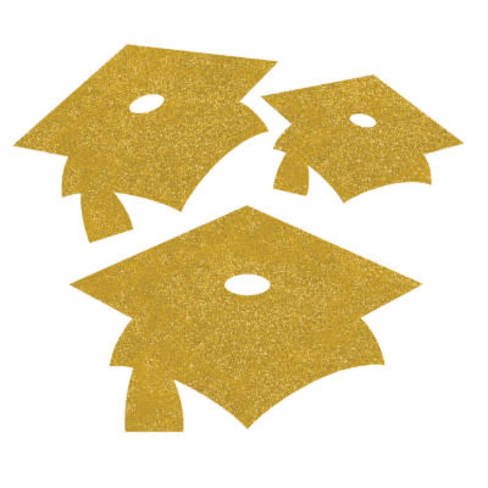 Creative Converting Yellow Mortarboard Glitter Cutouts - 12 ct