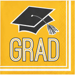 Creative Converting Yellow Graduation Beverage Napkins - 36ct.