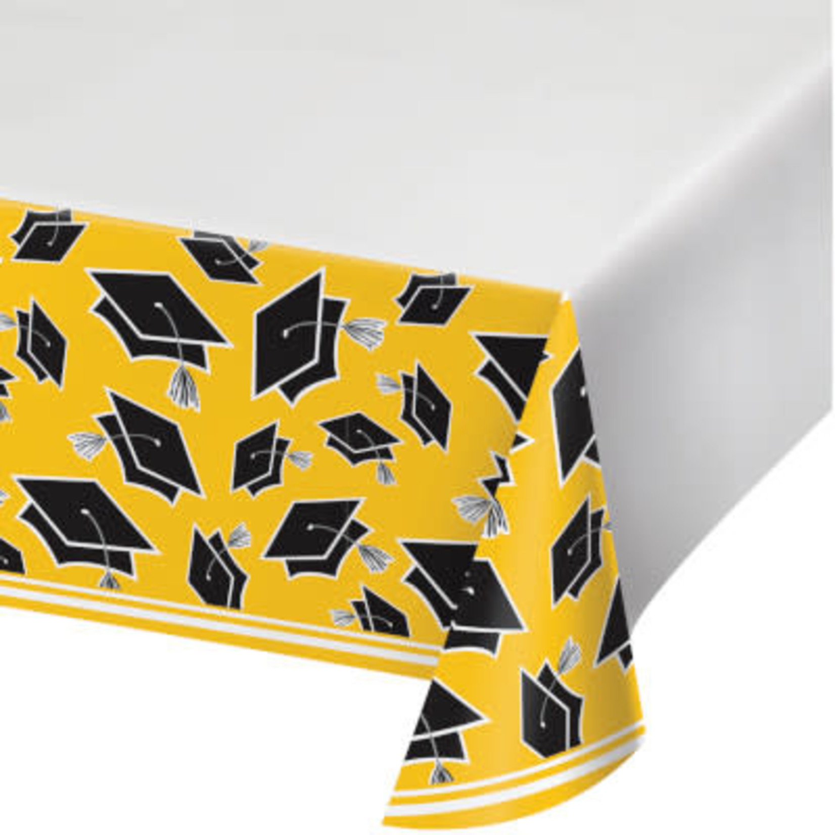 Creative Converting Yellow Graduation Table Cover - 54" x 102" - 1ct.