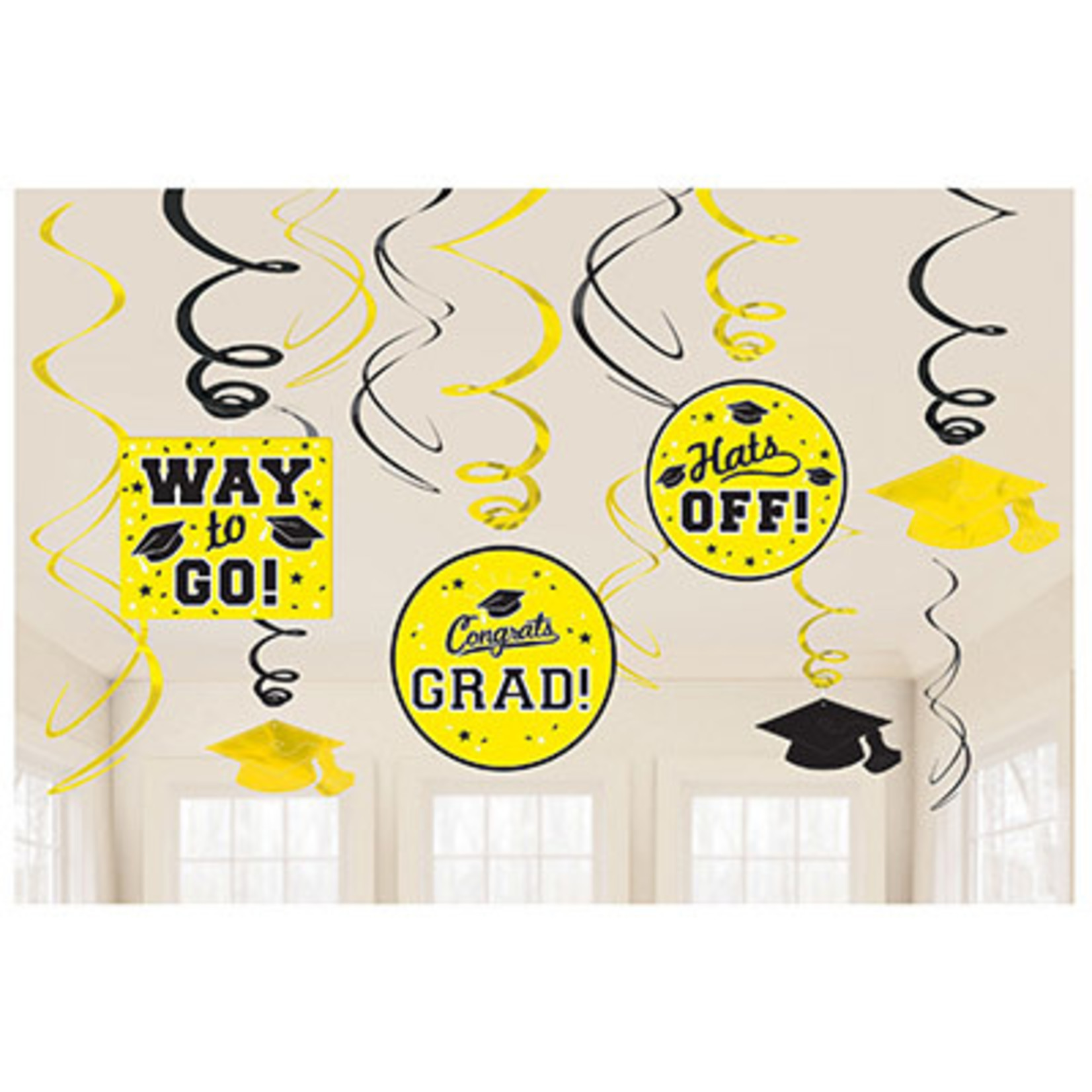 Amscan Yellow Graduation Swirls - 12 pcs.