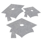 Creative Converting Silver Grad Mini Glitter Cutouts - 12ct.