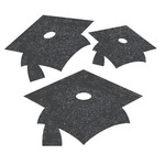 Creative Converting Black Grad Mini Glitter Cutouts - 12ct.