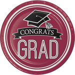 Creative Converting 7" Burgundy Graduation Plates - 18ct.