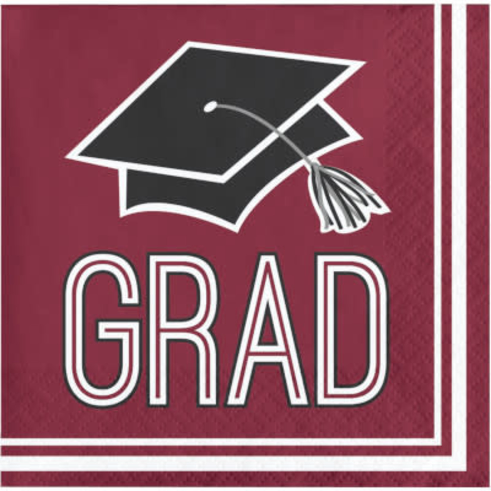 Creative Converting Burgundy Graduation Beverage Napkins - 36ct.