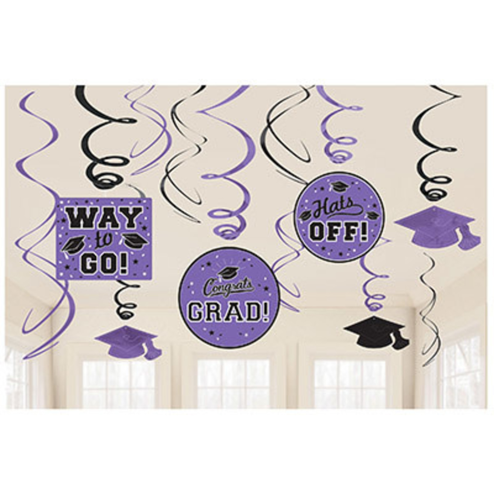Amscan Purple Graduation Hanging Swirls - 12ct.