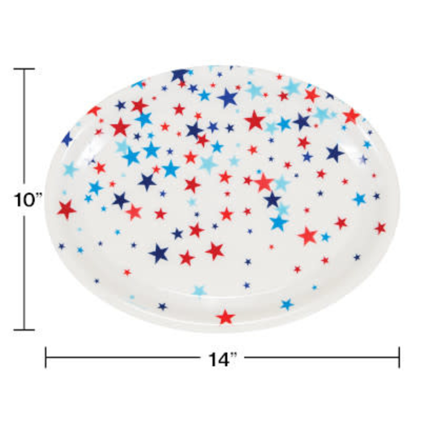 Creative Converting 14" Patriotic Stars Oval Serving Tray - 1ct. (10" x 14")