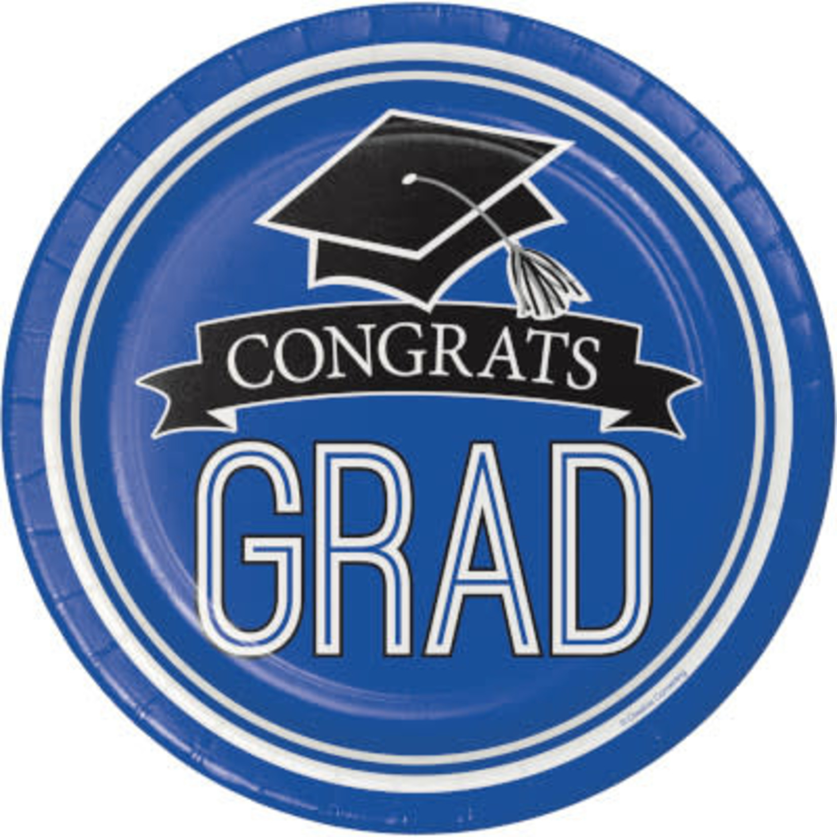 Creative Converting 9" Blue "Congrats Grad" Plates - 18ct.