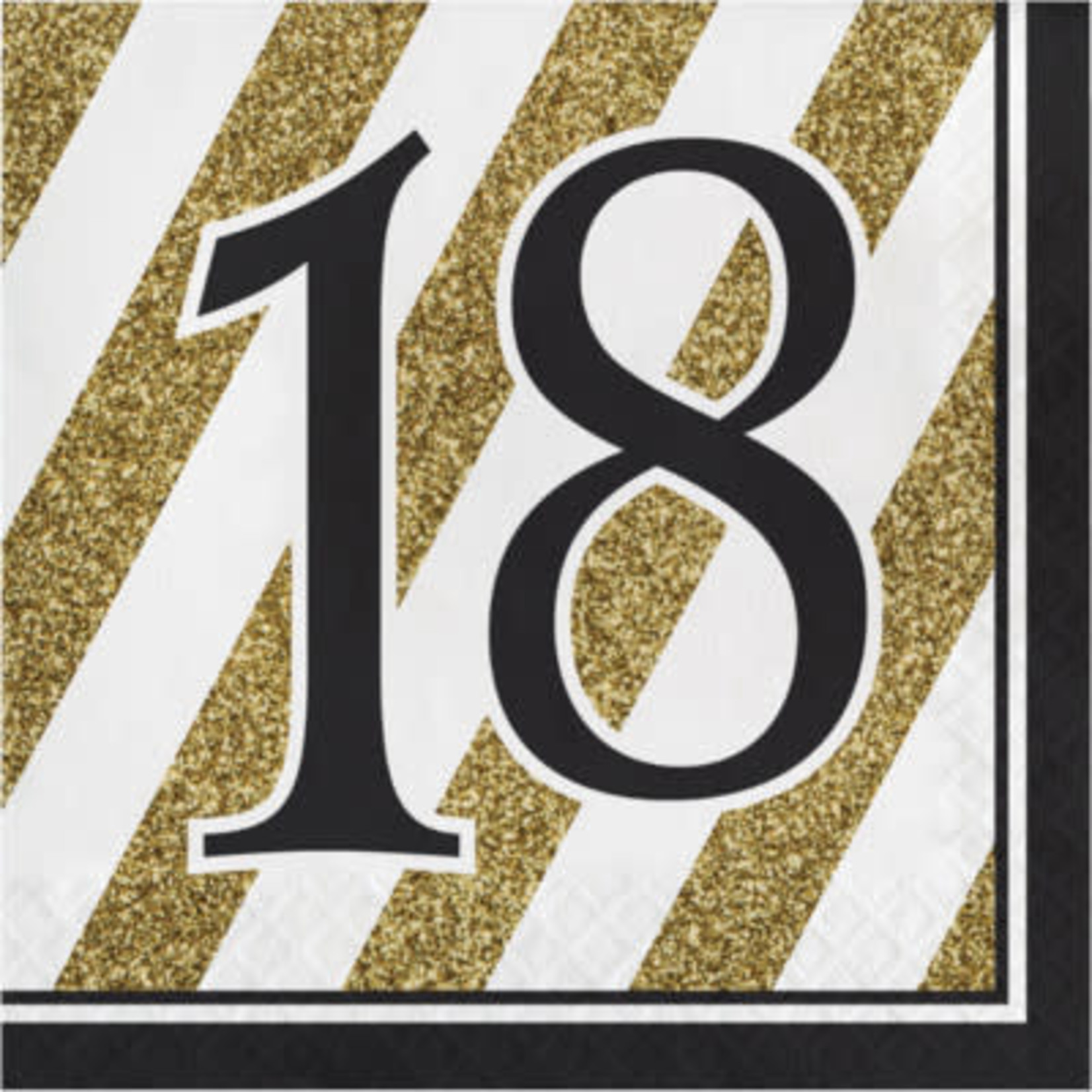 Creative Converting Black & Gold '18' Lunch Napkins - 16ct.