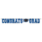 Amscan Blue Congrats Grad Foil Banner - 12ft.