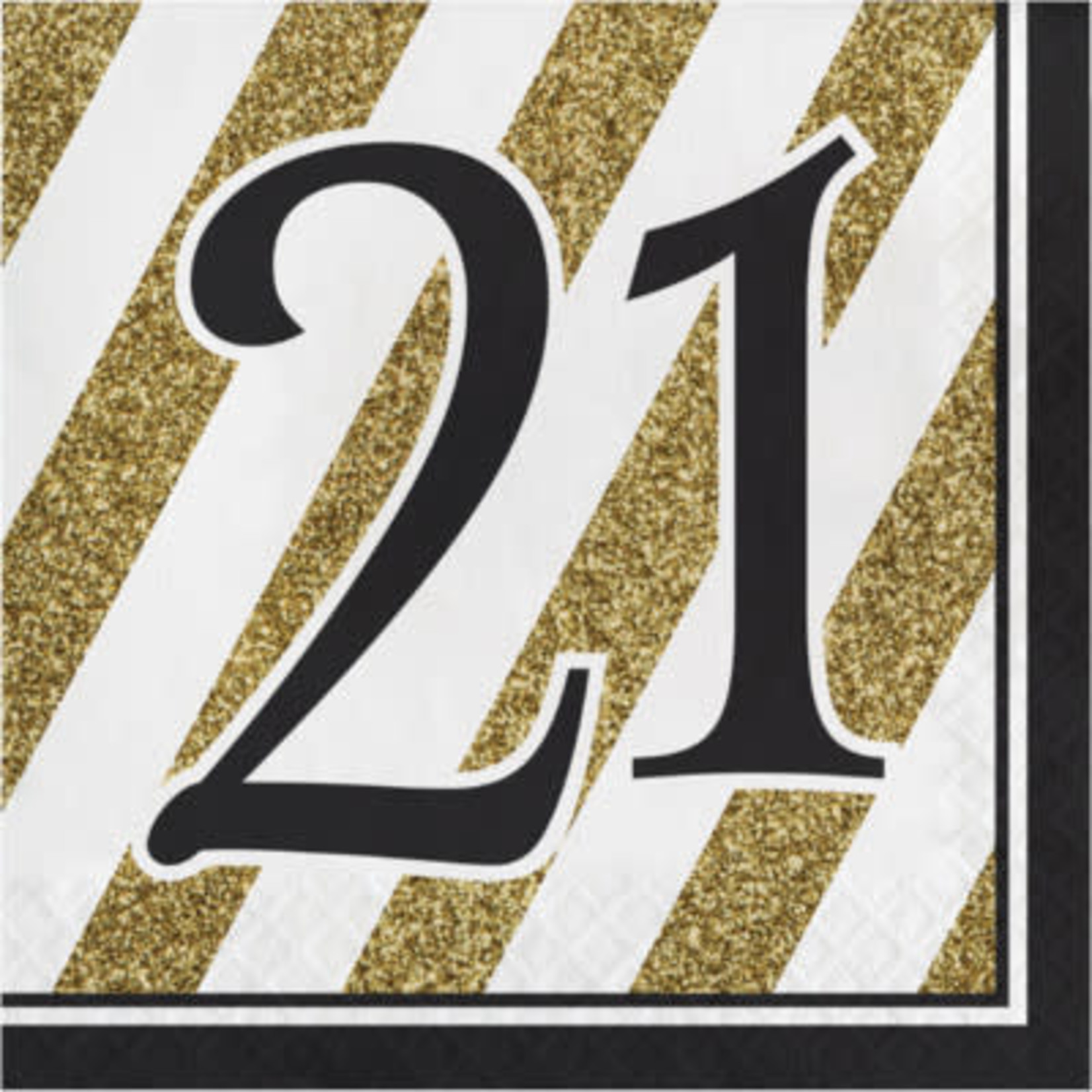 Creative Converting Black & Gold '21' Lun Napkins - 16ct.