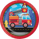 Creative Converting 9" Flaming Fire Truck Plates - 8ct.