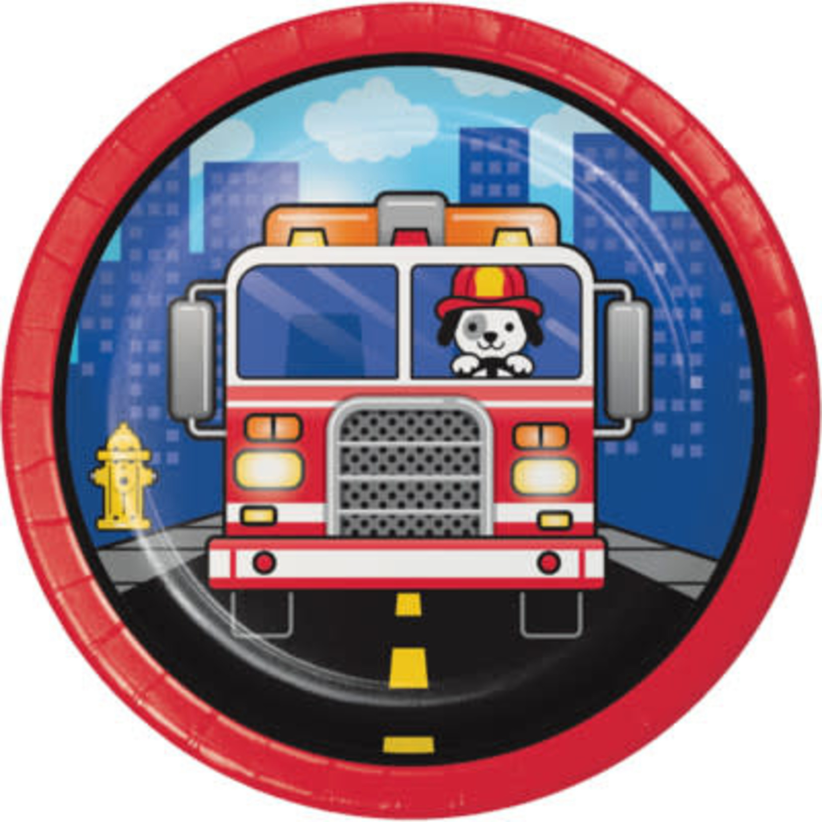 Creative Converting Flaming Fire Truck 7" Plates - 8ct.